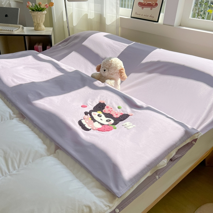 91家纺网 家纺一手货源 找家纺 柒星睡袋 2025新款款40支全棉纯色毛巾绣可拆分隔脏睡袋 洛咪 紫