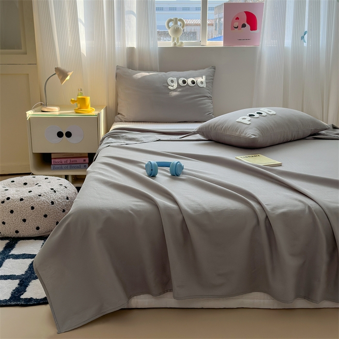 91家纺网 家纺一手货源 找家纺 丽涵家纺 2025新款全棉大雁纹单品床单床单三件套 good深银灰