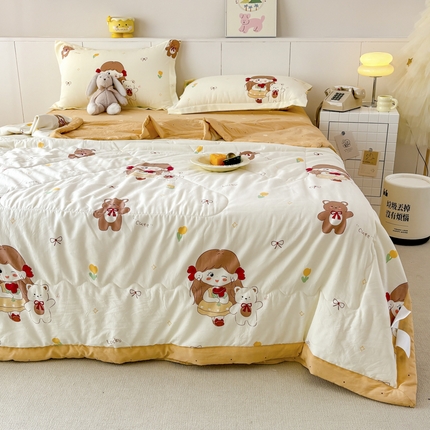 91家纺网 家纺一手货源 找家纺 宝薇家纺2025新款超柔云朵棉糯糯棉云感水洗棉夏被四件套蜜糖宝贝