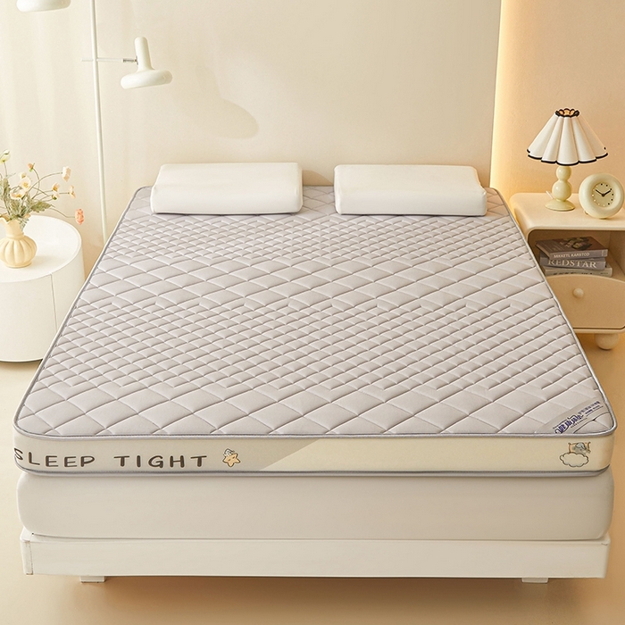 91家纺网 家纺一手货源 找家纺 锦逸2025新款牛奶丝乳胶床垫 菱形格黑