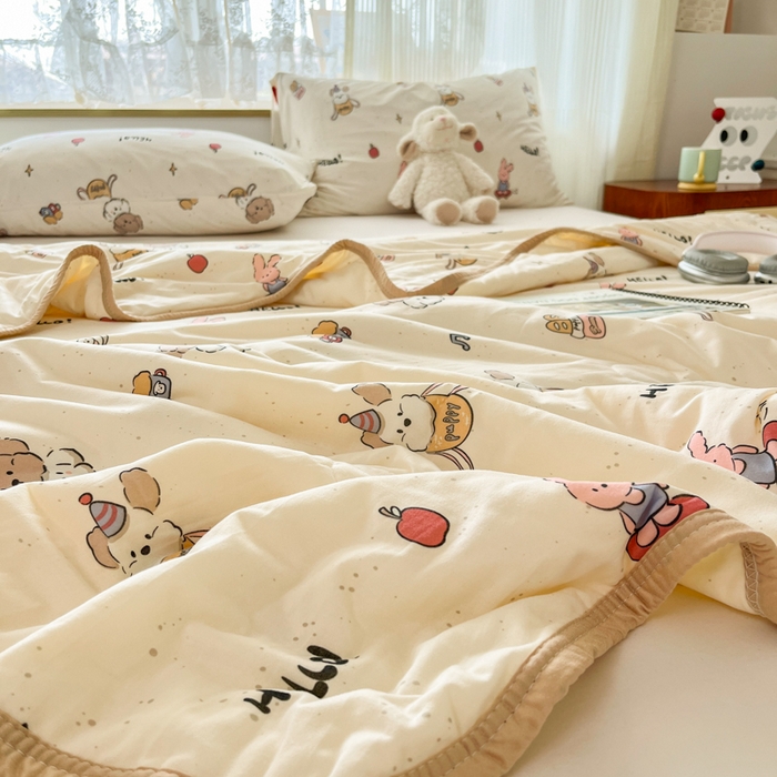 91家纺网 家纺一手货源 找家纺 葡萄家 2025新款A类母婴级大豆纤维牛奶丝针织棉夏凉被（提供买家秀）你好小狗