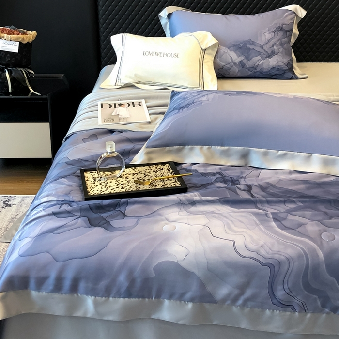 91家纺网 家纺一手货源 找家纺 若未家居 LOVEWE HOUSE 2025新中式60天丝床盖夏被四件套水墨