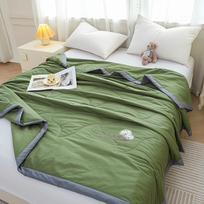 91家纺网 家纺一手货源 找家纺 被多多 2025新款全棉纯棉羽丝棉夏被夏凉被空调被 墨绿