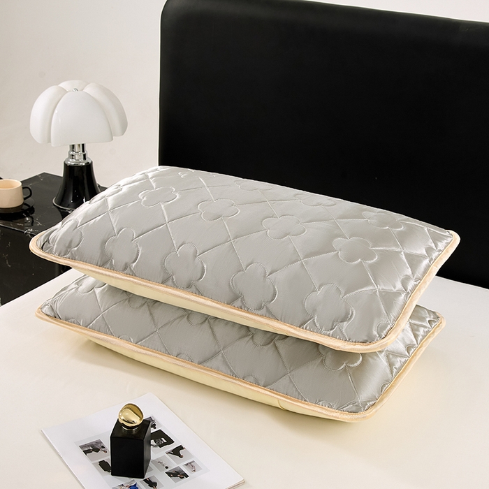 91家纺网 家纺一手货源 找家纺 梦舒羽 2025新款夏季冰丝凉感夹棉枕套单人一对装可水洗加厚枕头套宿舍48x74cm枕芯套 夹棉加厚-典雅灰