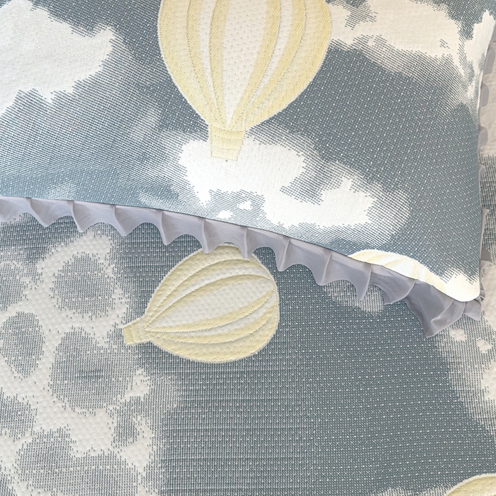 91家纺网 家纺一手货源 找家纺 冬然家纺 2025新款冰豆豆席子凉席床裙款 梦幻气球-灰