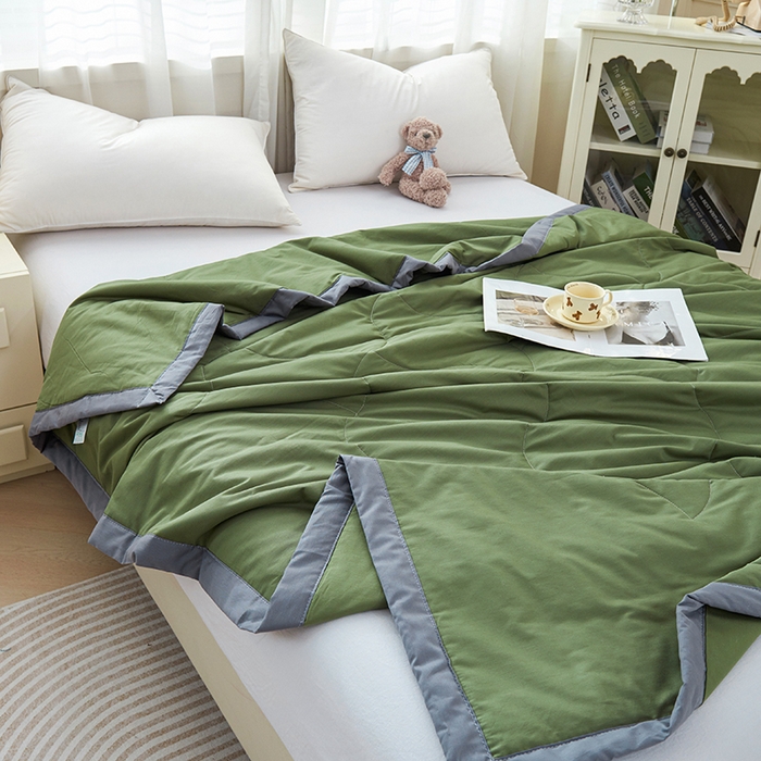 91家纺网 家纺一手货源 找家纺 被多多 2025新款全棉纯棉羽丝棉夏被夏凉被空调被 墨绿