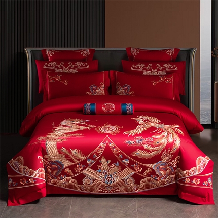 91家纺网 家纺一手货源 找家纺 （总） 博之洋 2025新款全棉长绒棉婚庆刺绣四件套多件套系列