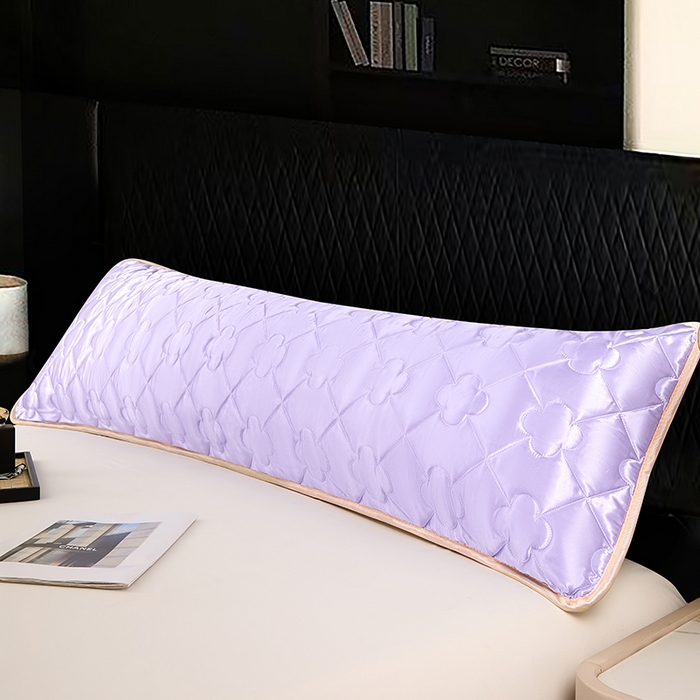 91家纺网 家纺一手货源 找家纺 梦舒羽 2025新款夏季冰丝凉感夹棉枕套双人情侣枕头套加长加厚枕芯套1.5m内胆套 夹棉加厚-雪青色