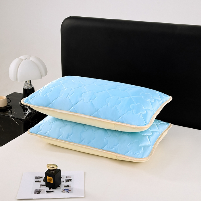 91家纺网 家纺一手货源 找家纺 梦舒羽 2025新款夏季冰丝凉感夹棉枕套单人一对装可水洗加厚枕头套宿舍48x74cm枕芯套 夹棉加厚-天空蓝