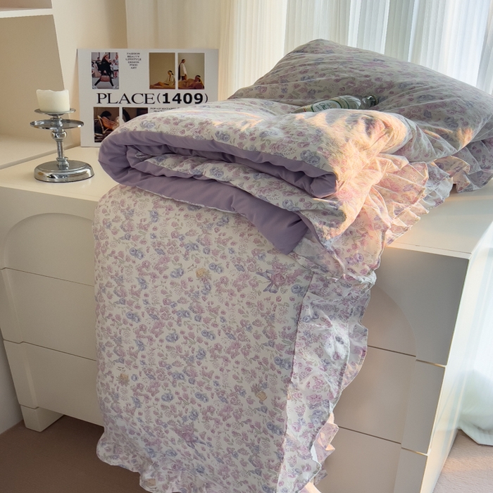 91家纺网 家纺一手货源 找家纺 （总）希丞家居 2025新款云感提花双层纱花边四件套