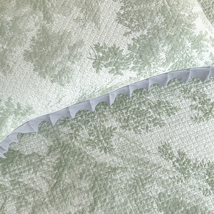 91家纺网 家纺一手货源 找家纺 冬然家纺 2025新款冰豆豆席子凉席床裙款 梦幻森林-绿