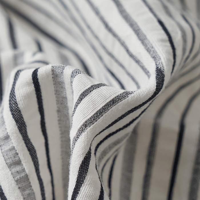 91家纺网 家纺一手货源 找家纺 千朵森  2025新款全棉色织提花条纹四件套 提花条纹-墨