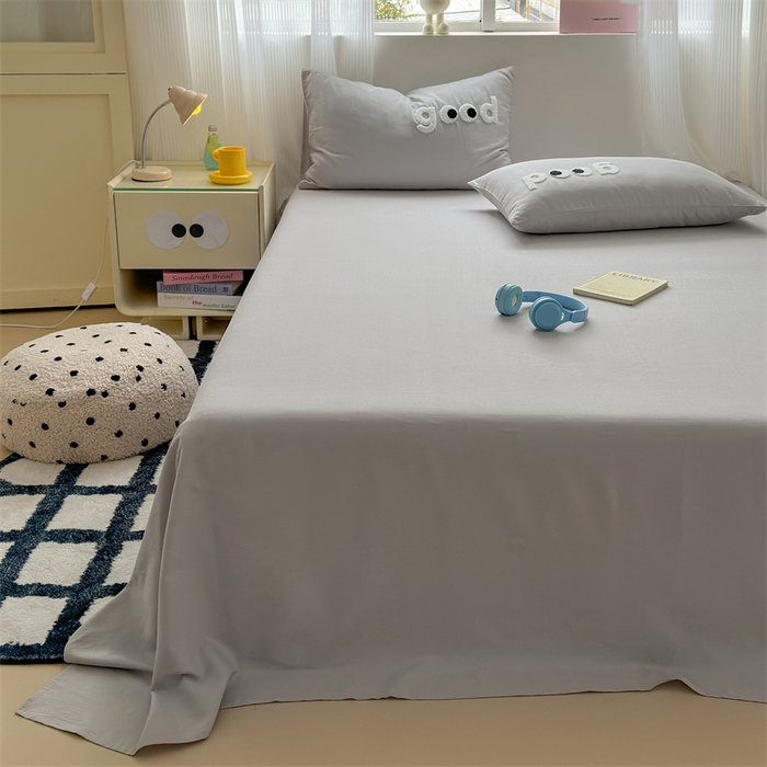 91家纺网 家纺一手货源 找家纺 丽涵家纺 2025新款全棉大雁纹单品床单床单三件套 good银沙灰