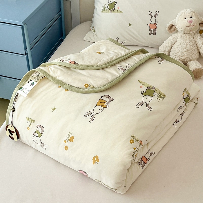 91家纺网 家纺一手货源 找家纺 葡萄家 2025新款A类母婴级大豆纤维牛奶丝针织棉夏凉被（提供买家秀）赏花兔