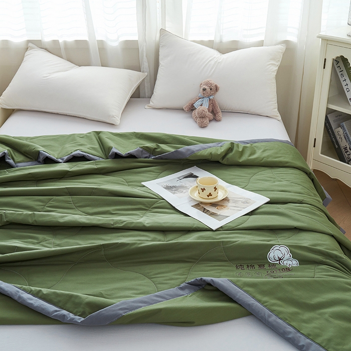 91家纺网 家纺一手货源 找家纺 被多多 2025新款全棉纯棉羽丝棉夏被夏凉被空调被 墨绿