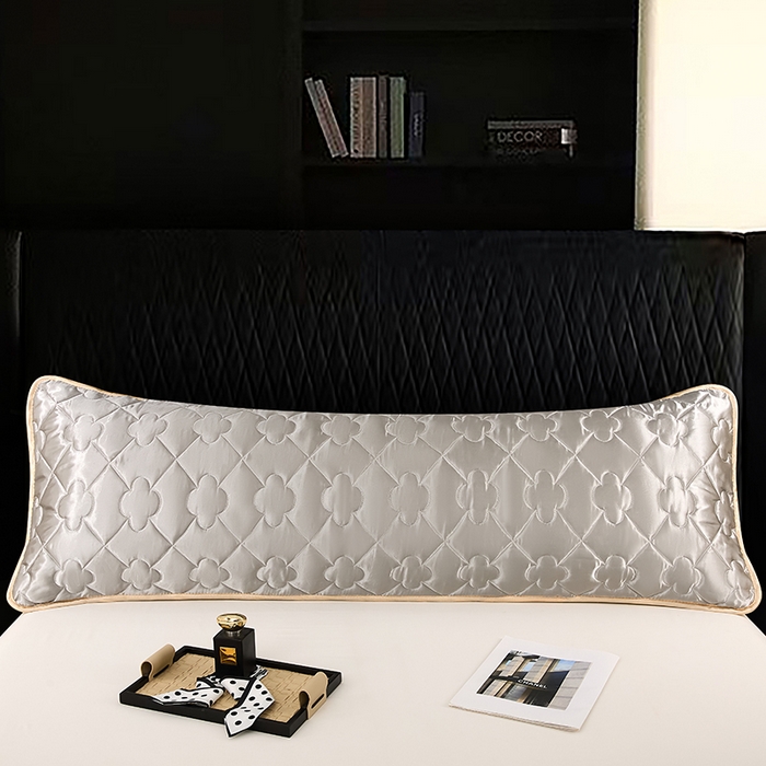 91家纺网 家纺一手货源 找家纺 梦舒羽 2025新款夏季冰丝凉感夹棉枕套双人情侣枕头套加长加厚枕芯套1.5m内胆套 夹棉加厚-典雅灰