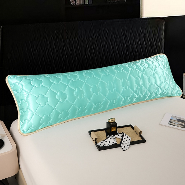 91家纺网 家纺一手货源 找家纺 梦舒羽 2025新款夏季冰丝凉感夹棉枕套双人情侣枕头套加长加厚枕芯套1.5m内胆套 夹棉加厚-水蓝色