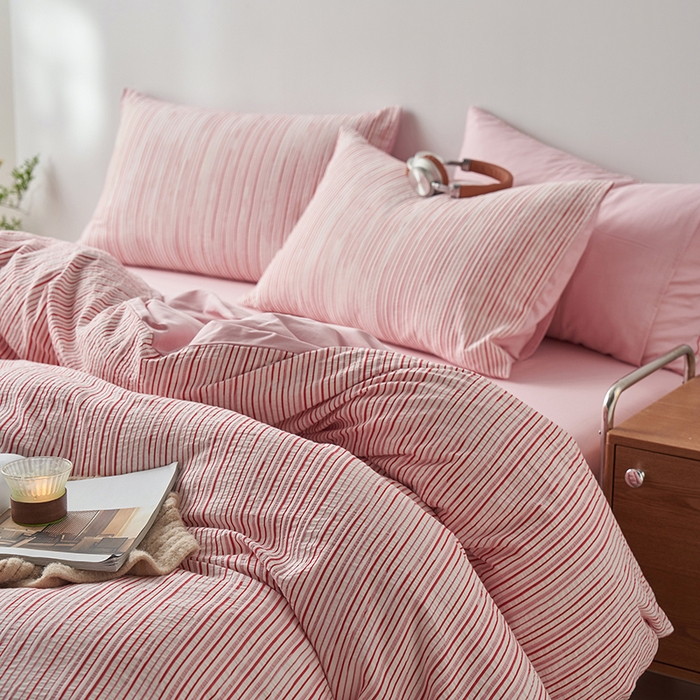 91家纺网 家纺一手货源 找家纺 （总）千朵森  2025新款全棉色织提花条纹四件套