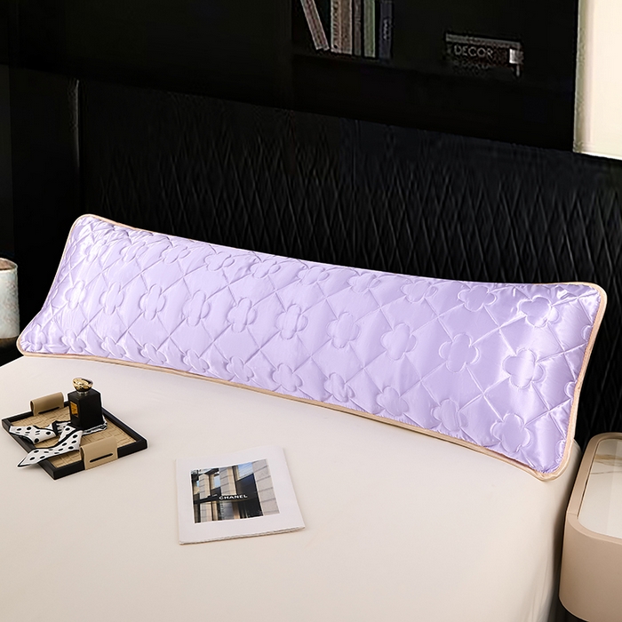 91家纺网 家纺一手货源 找家纺 梦舒羽 2025新款夏季冰丝凉感夹棉枕套双人情侣枕头套加长加厚枕芯套1.5m内胆套 夹棉加厚-雪青色