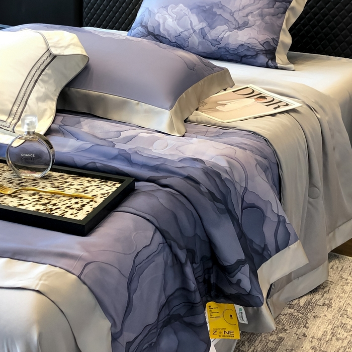 91家纺网 家纺一手货源 找家纺 若未家居 LOVEWE HOUSE 2025新中式60天丝床盖夏被四件套水墨