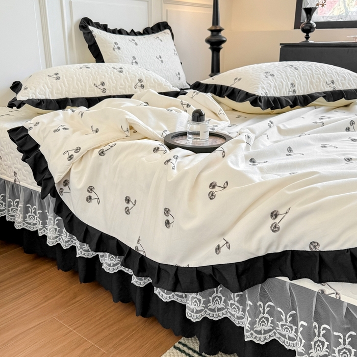 91家纺网 家纺一手货源 找家纺 绣女坊 2025新款夏被款床盖四件套 樱桃