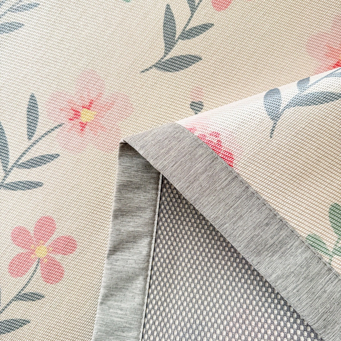 91家纺网 家纺一手货源 找家纺 典曼家纺 2025春夏新款250D冰丝宽边圆网冰丝凉席席子 采花小兔