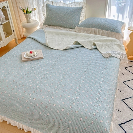 岚吉家纺 2025新款莫代尔印花床盖 绿茵