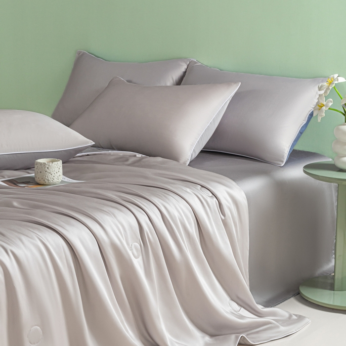 91家纺网 家纺一手货源 找家纺 爱彼家纺 2025夏季新款麻绳款冰丝夏被夏凉被空调被四件套-风格一 麻绳款夏被-青灰+高级灰