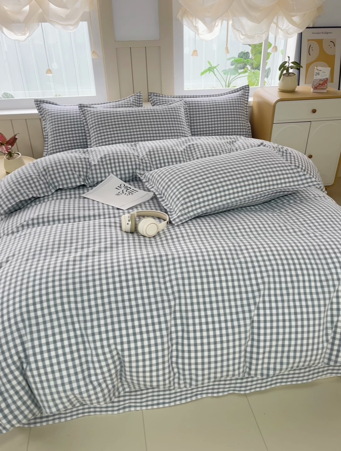 91家纺网 家纺一手货源 找家纺 金泰莱 2025新款色织老粗布四件套全棉四件套纯棉四件套 淡墨