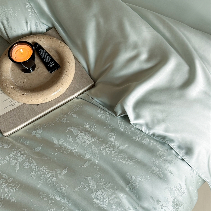 91家纺网 家纺一手货源 找家纺 FORTWO2025新款60支兰精天丝浮雕提花四件套		 满庭芳