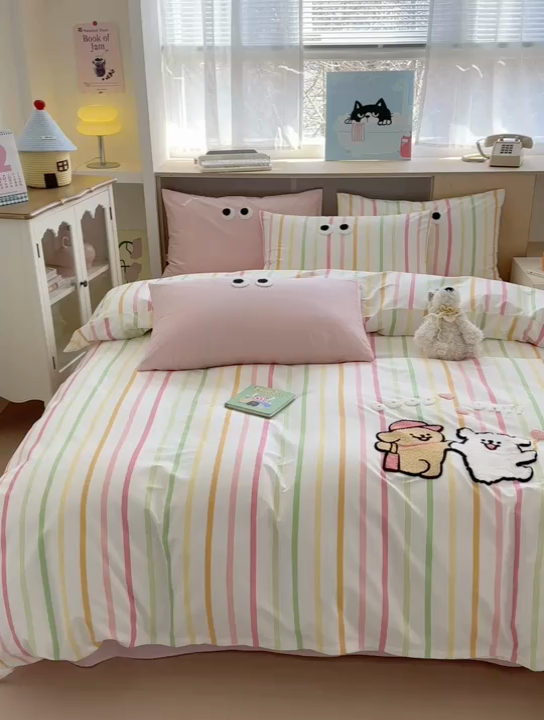 91家纺网 家纺一手货源 找家纺 如意朵2025新款全棉毛巾绣四件套 一起嗨