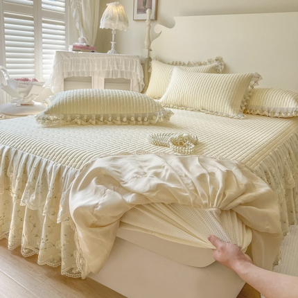 恋尚 2025新款乳胶凉感床笠裙-甜朵【控价170起】 甜朵-奶黄