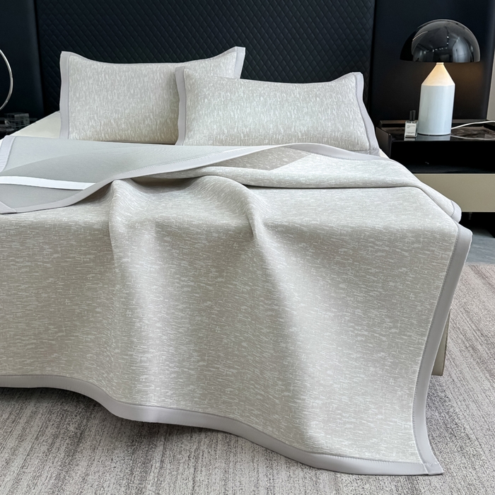 91家纺网 家纺一手货源 找家纺 小萌虎 2025新款PE高分子凉感大提花凉席席子 梦境-灰