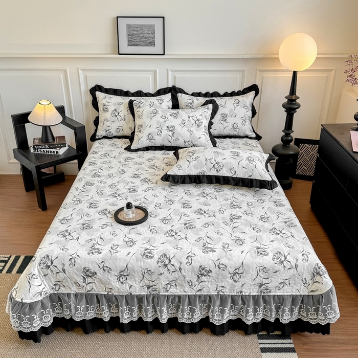 91家纺网 家纺一手货源 找家纺 绣女坊 2025新款夏被款床盖四件套 玫瑰