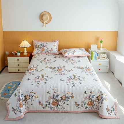 晨晨家纺2025新款双面全棉床盖款三件套 兰芷