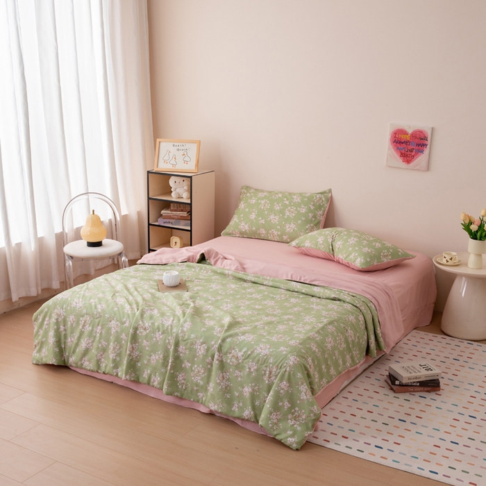 91家纺网 家纺一手货源 找家纺 南北家居 2025新款针织棉双层纱夏被四件套 雏菊低语