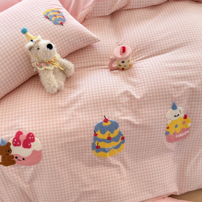 91家纺网 家纺一手货源 找家纺 如意朵2025新款全棉毛巾绣四件套 小甜品