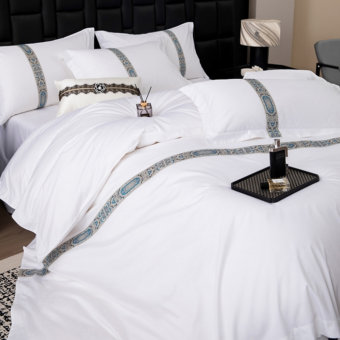 91家纺网 家纺一手货源 找家纺 （总）优必恩 2025新款高支高密民宿酒店织带款四件套套件