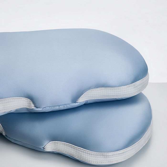 91家纺网 家纺一手货源 找家纺 昕科 2025新款丝光绵豆枕-异型护颈椭圆枕头羽丝棉成人颈椎枕芯 丝光绵豆枕-蓝色