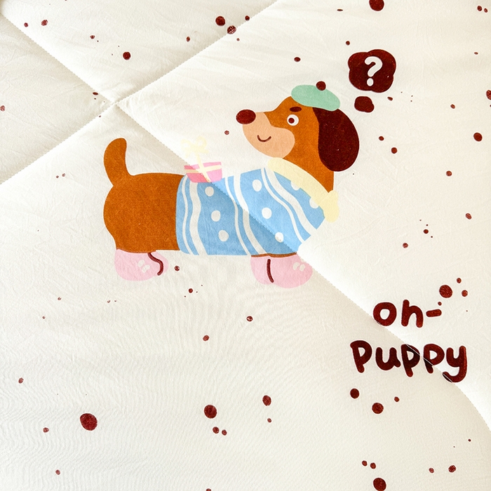 91家纺网 家纺一手货源 找家纺 熙宴家纺 2025新款A类水洗双层纱100%新疆棉花印花夏被空调被夏凉被 腊肠狗