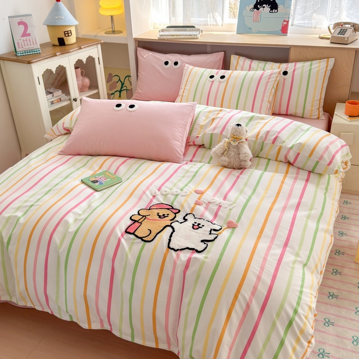 91家纺网 家纺一手货源 找家纺 如意朵2025新款全棉毛巾绣四件套 一起嗨