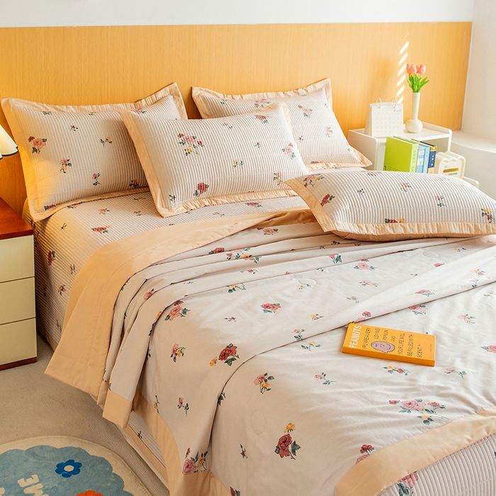 91家纺网 家纺一手货源 找家纺 晨晨家纺2025新款双面全棉床盖款三件套 蝶恋花
