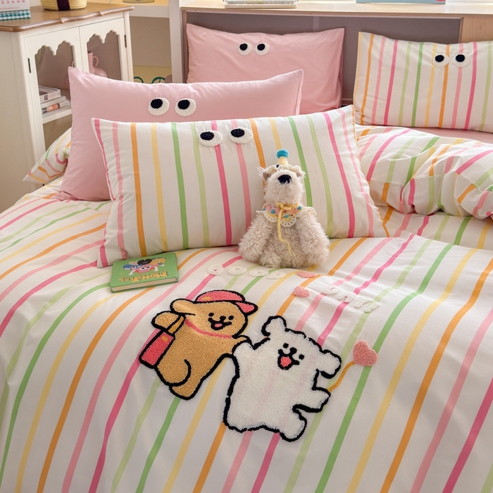 91家纺网 家纺一手货源 找家纺 如意朵2025新款全棉毛巾绣四件套 一起嗨