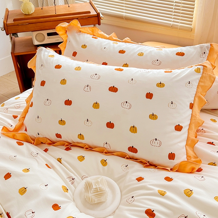 91家纺网 家纺一手货源 找家纺 佳一家纺 2025新款亲肤水洗棉四件套系列 小南瓜