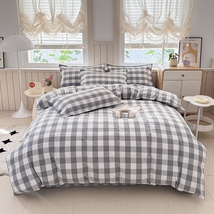 金泰莱 2025新款色织老粗布四件套全棉四件套纯棉四件套 棋盘