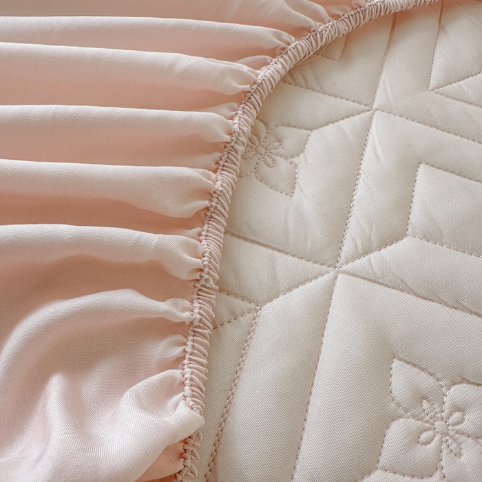 91家纺网 家纺一手货源 找家纺 云雀   2025新款舒适莱赛尔天丝夹棉床笠 菱格床笠-玉粉