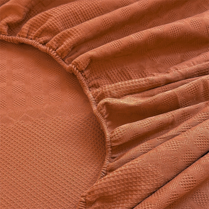 91家纺网 家纺一手货源 找家纺 曼町家居 2025新款全棉华夫格床笠 丁香棕