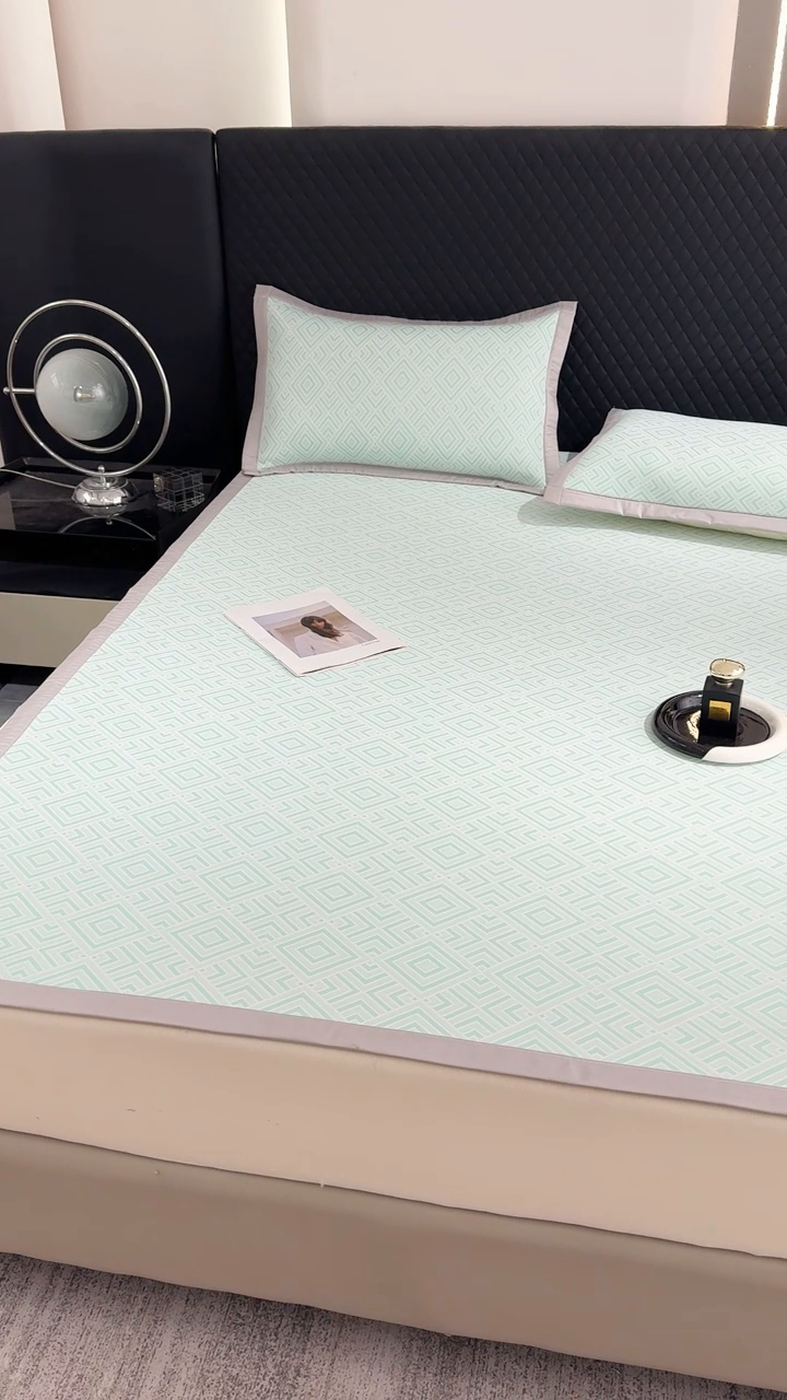 91家纺网 家纺一手货源 找家纺 小萌虎 2025新款PE高分子凉感大提花凉席席子 轻奢