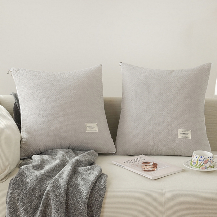 91家纺网 家纺一手货源 找家纺 番茄+ 2025新款简约全棉色织抱枕被 大地灰