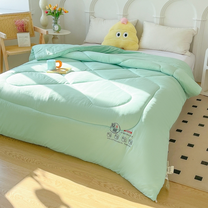 91家纺网 家纺一手货源 找家纺 百花王2025新款原棉大豆被被子被芯 墨绿色